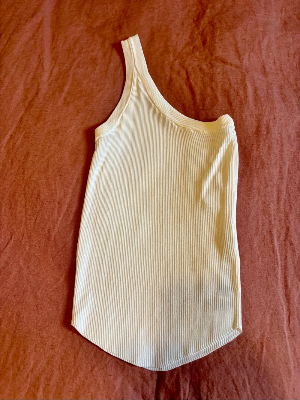 Zara One-Shoulder Ribbed Tank Top in White